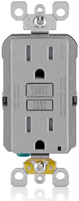 Leviton GFCI Outlet, 15 Amp, Self Test, Tamper-Resistant with LED Indicator Light, Protection from Electric Shock and Electrocution, GFTR1-GY, Gray (Pack of 10)
