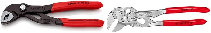 KNIPEX Tools Cobra Water Pump Pliers (8701150), 6-Inch,Red and KNIPEX Mini Pliers Wrench