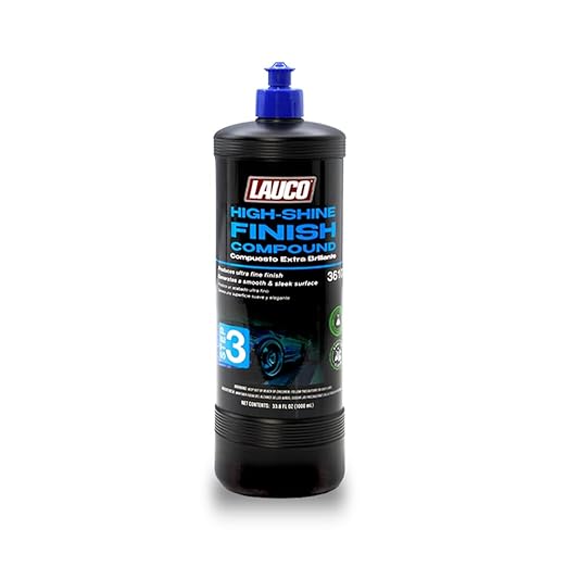 LAUCO Step 3 High Shine Finish Compound – 32oz, Professional Ultrafine Polish for Automotive Paint, Silicone-Free, Clear Coat Safe Finishing Compound for Deep Gloss and Swirl-Free Reflection 36103