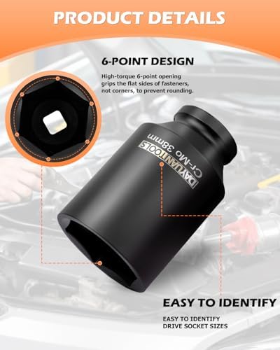DAYUAN 9 Pcs Axle Nut Hub Impact 1/2" Drive Socket Bundle with 19pcs Front Wheel Drive Bearing Removal Installation Service Tool