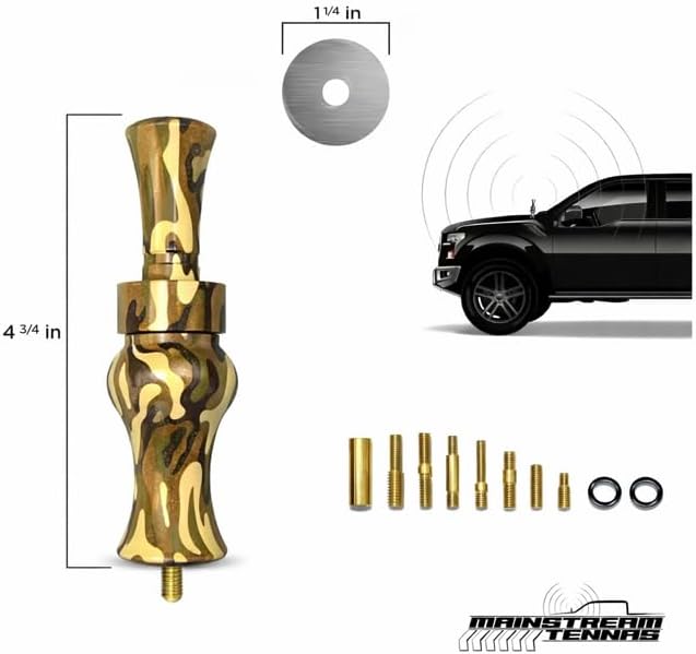 Duck Call Truck Antenna, Short 5.5 Inch Heavy Duty Anodized Aluminum Radio Antenna, Universal Kit Fits Most Trucks Including F150, F250, Clear Signal, Unique Truck Accessories and Gifts (Camo)
