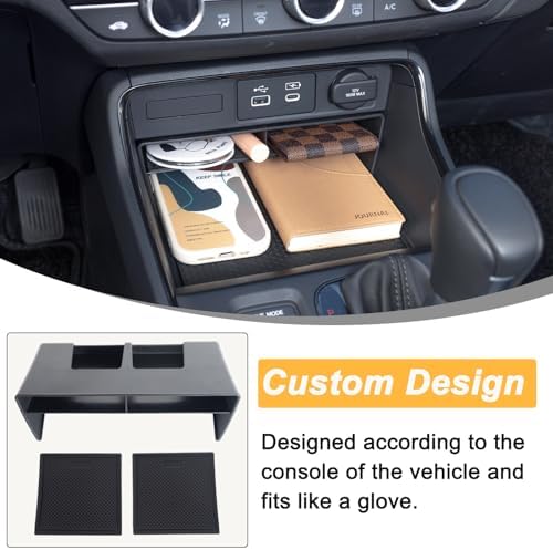 PIMCAR Compatible with 2023-2026 Honda CRV Windshield Sun Shade & 3PCS Center Console Organizer Hidden Storage Armrest Box Insert Tray Hybride CR-V Accessories