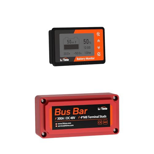 LiTime 500A Battery Monitor with Shunt Bundle with 300A Bus Bar for LiFePO4