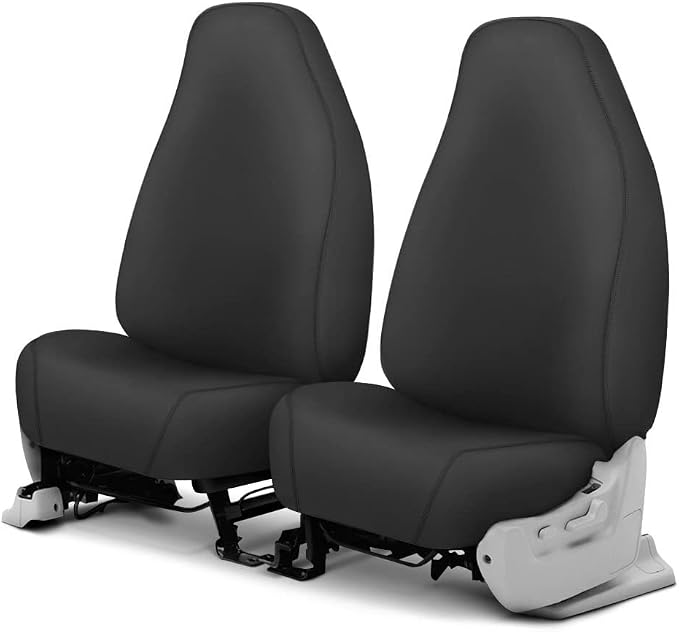 Covercraft Custom-Fit Front Bucket SeatSaver Seat Covers - Polycotton Fabric, Charcoal Black