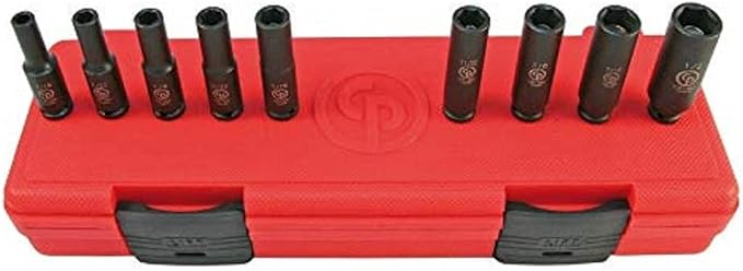 Chicago Pneumatic SS209DG - 1/4 Inch Square Drive, SAE, Deep, Magnetic, 6 Point, Impact Socket Set (9 PCS)