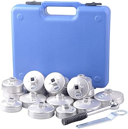 DAYUAN 23pcs Aluminum Alloy Cup Type Oil Filter Cap Wrench Socket Removal Tool Set Bundle with 9 Pcs Axle Nut Hub Impact 1/2" Drive Socket 29 30 31 32 33 34 35 36 38mm Socket Set