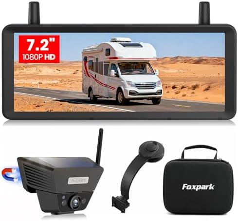 Solar Magnetic Wireless Backup Camera with a Bendable Suction Cup Bracket: Place the Monitor Anywhere You Want Without Obstructing Your View, 7.2" HD 16:9 Monitor, Receive Reliable Customer Service