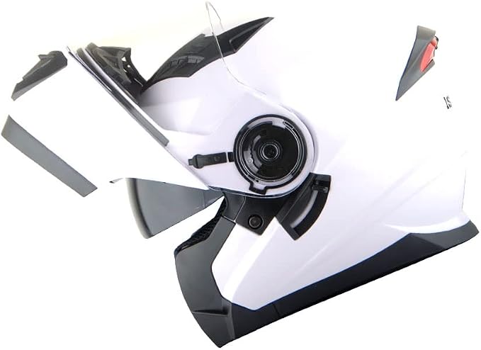 1Storm New Motorcycle Bike Modular Full Face Helmet Dual Visor Sun Shield: Glossy White
