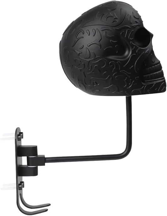 Motorcycle Helmet Wall Mount with Skull Design, Jacket and Coat Storage Hook