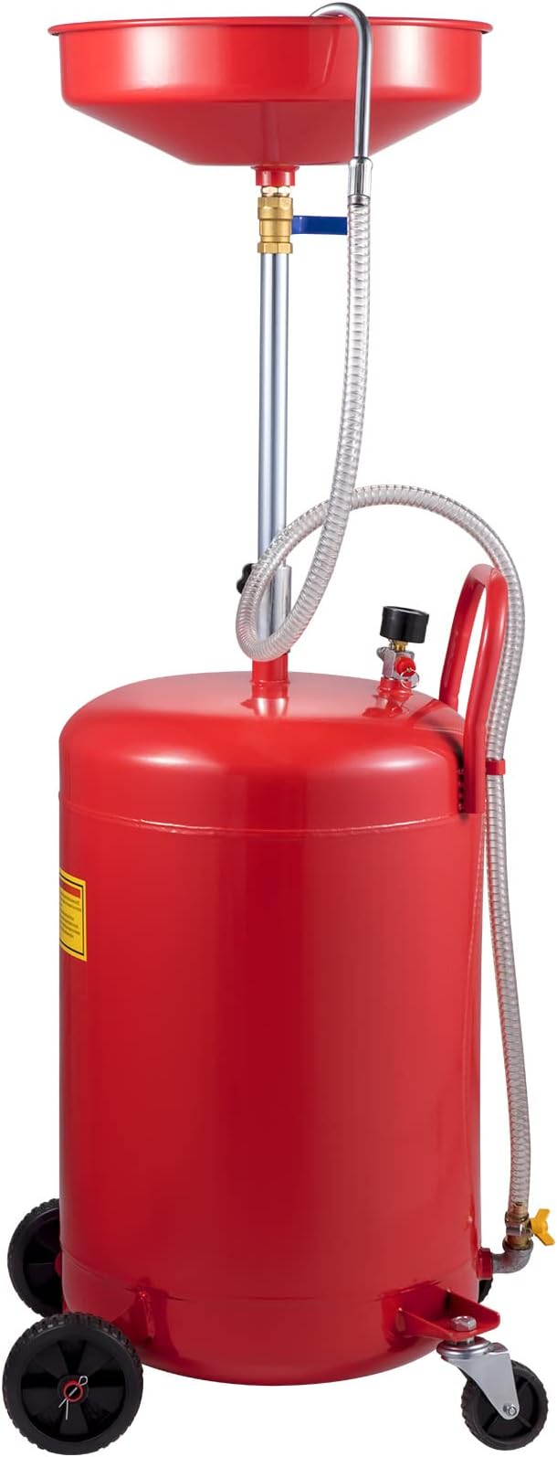 VEVOR 20-Gallon Waste Oil Drain Tank, Air Operated Portable Oil Drainer with Adjustable Funnel Height, Fluid Fuel Transfer Drainage with Wheels, Oil Change Container for Auto Repair Shops, Garages | Air Operated, Portable Oil Drainer, Adjustable Funnel...