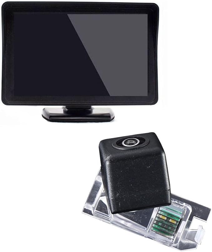 Vehicle License Plate Backup Camera,Night Vision Car Rear View Reverse Camera+4.3" inch LCD Monitor Replacement for Fiat 500 312 2013/12-2023/12 OEM :68225283AA 68228557AA(No.7302)