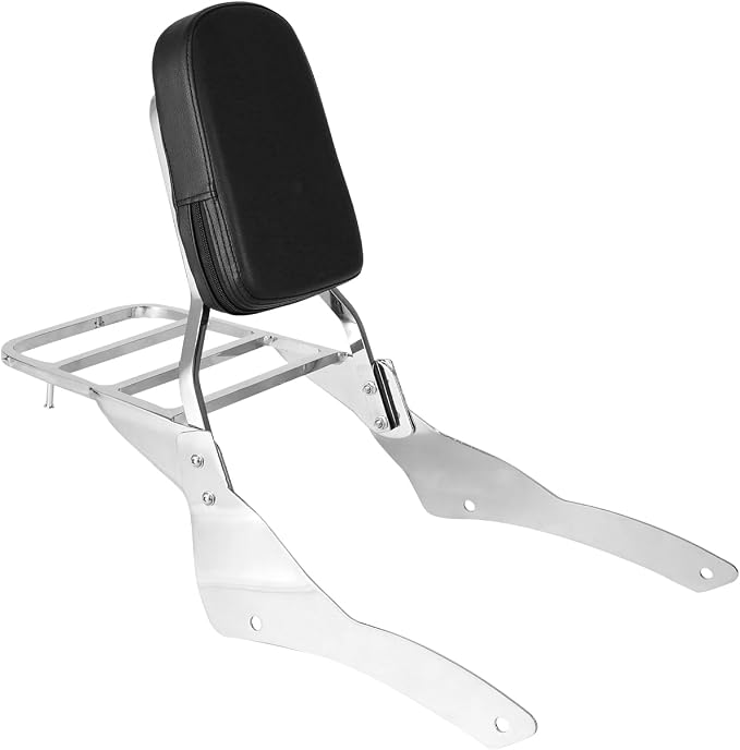 Chrome Passenger Backrest Sissy Bar with Luggage Rack Compatible With For Yamaha Vstar 400 650 Dragstar 400 650 Classic 1998-2018 Detachable Sissy Bar Backrest