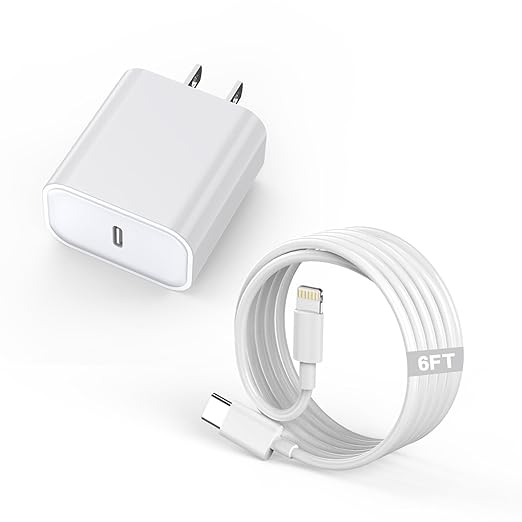 iPhone Fast Charger, [Apple MFi Certified] 20W USB Type C Fast Charging Block Power Delivery iPhone Lightning Charger with 6ft Lightning Cable for iPhone 14 13 Pro Max Mini 12 Pro 11 Xs Max Xr,AirPods