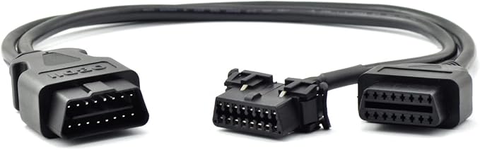 Pack of 5 iKKEGOL OBD2 OBD II Full 16 Pin Splitter Y Open Cable J1962 1 Male to 2 Female Connector Underdash Mount Bracket for Diagnostic DIY Extension Adapter 50cm/20