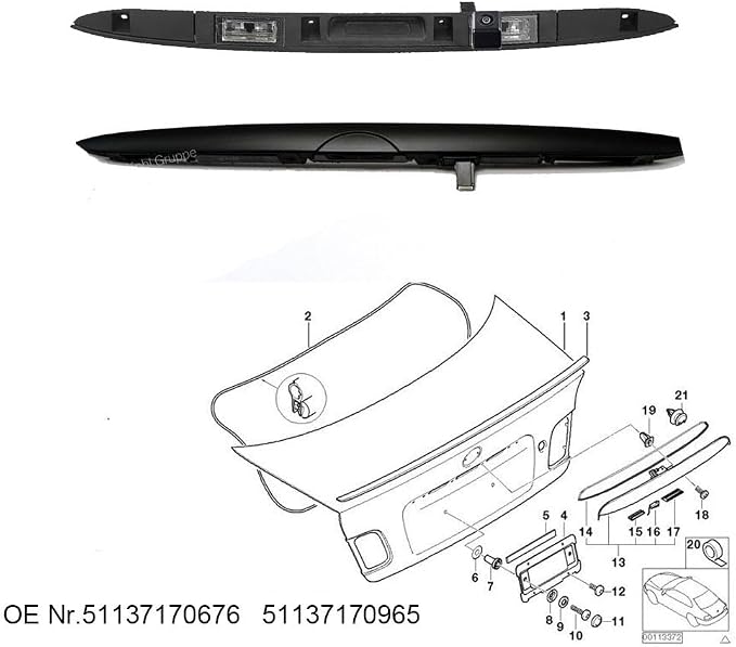 Trunk Handle Rear View Camera for BMW X5 E53 3.0d 3.0i 4.4i 4.6is 4.8is Trunk Tailgate Handle Switch Handle Bar Button Trunk Tailgate Handle Opener Micro Switch (OE Nr.51137170676 51137170965)