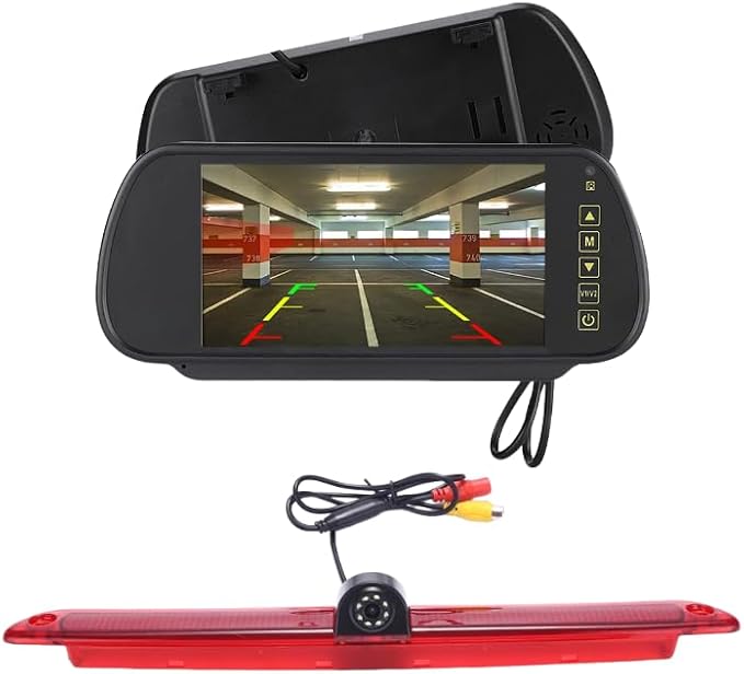 Car Third Roof Top Mount Brake Lamp Light Rear View Reverse Camera,for Benz Sprinter W906 VW Crafter Multivan Caravelle T6 Transporter/Transit/Caravan/Master AA/ohnmobi (with 7-inch Rearse Mirror)
