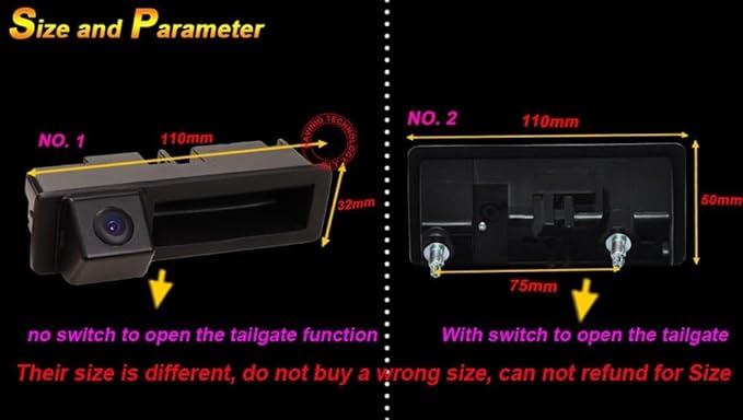 Trunk Handle Vehicle Camera Integrated into Case Handle Rear View Parking Camera Reverse Camera Replacement for Golf VI Variant/Sharan/Passat Variant/Skoda(01578=110 * 50 mm)