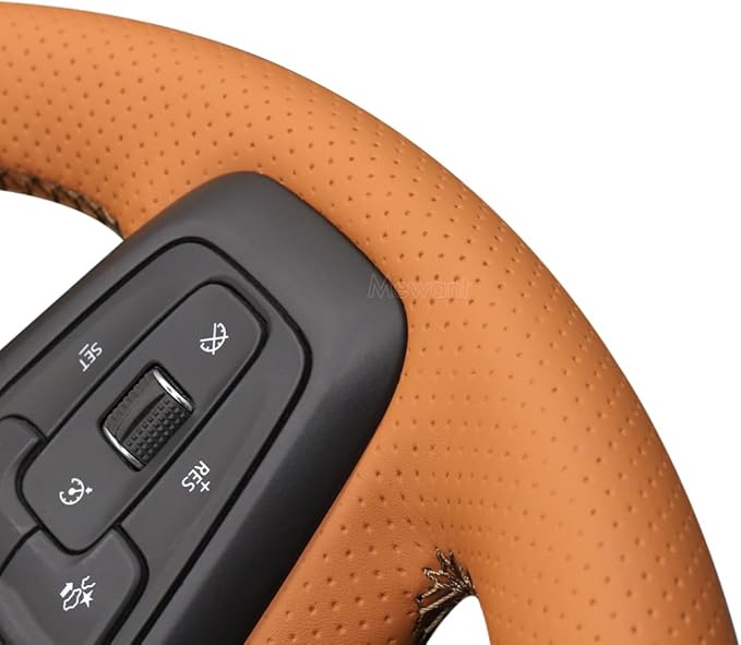 MEWANT Hand Stitch Car Steering Wheel Protector Wrap Cover for GMC Sierra 1500 2019-2023, 2500 2020-2024, 3500 2020-2024, Limited 2022, Yukon (XL) 2021-2023 Accessories