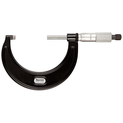 Starrett Outside Micrometer with One-Piece Spindle, Satin Chrome Finish and Advanced Sleeve Design - Quick and Easy Adjustment, 5-6" Range, .0001" Graduation - T436.1XRL-6