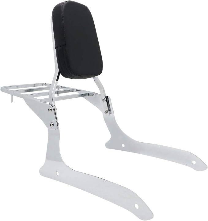 Passenger Backrest Sissy Bar & Luggage Rack Portable Compatible with Yamaha XVS1300 XVS1300A Midnight V-Star 2007-2015 (Chrome)
