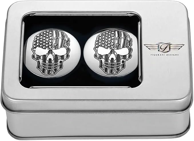 Stainless-Steel/Silver and Black Swing Arm Covers American Flag Skull for Harley-Davidson