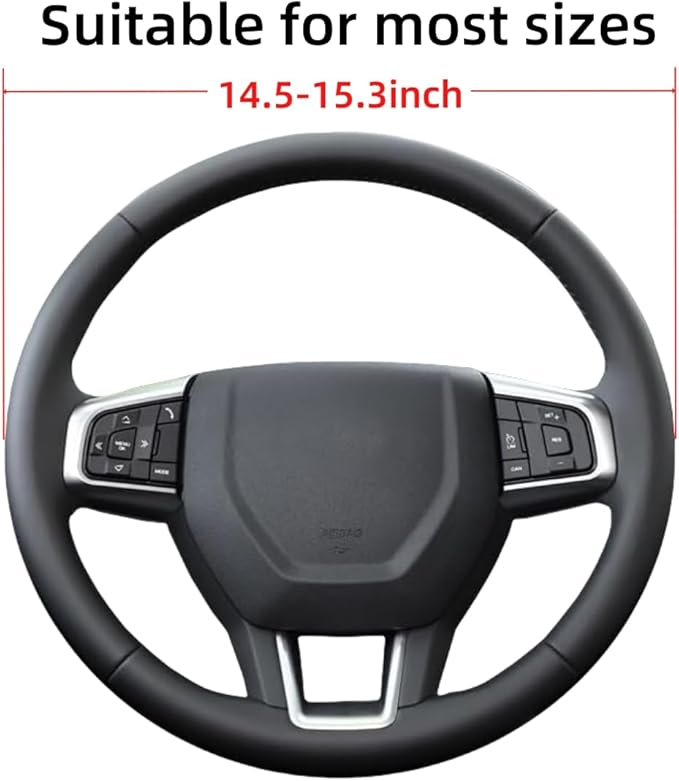 Leather Steering Wheel Cover with a Rubber Inner Ring fit for 14-15 Inch Breathable Lightweight Easy to Install Compatible with Civic(C2)