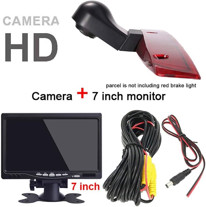 1280 * 720 Pixel Third Roof Brake Lamp Car Backup Camera Replacement for Mercedes-Benz Viano W639 Vito/Mixto Kasten Bus W639 Waterproof Night Vision Reverse Parking+7" TFT LCD Monitor