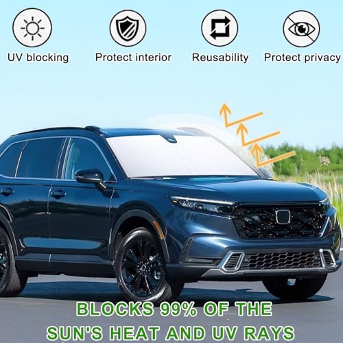 PIMCAR Compatible with 2023-2026 Honda CRV Windshield Sun Shade & 3PCS Center Console Organizer Hidden Storage Armrest Box Insert Tray Hybride CR-V Accessories