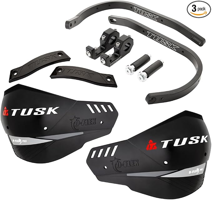 Tusk D-Flex Pro Adventure Handguards – Black Aluminum Bar/Black Shields – Universal Fit – Fits 1 1/8" Handlebars - Compatible with Yamaha Tenere 700 2021-2025 KTM 790/890 2019-2026