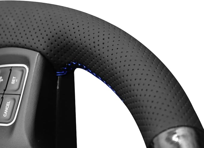 MEWANT DIY Black Shiny PU Carbon Fiber Artificial Leather Steering Wheel Wrap for Dodge RAM 1500 1500 Classic 2500 3500