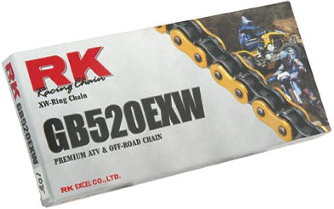 RK Racing Chain GB520EXW-110 (520 Series) Gold 110 Link Extreme Performance Off-Road and ATV XW-Ring Chain with Connecting Link