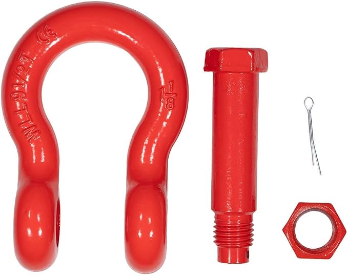 Mytee Products 2 Pack 1-1/8" Anchor Shackle Forged Carbon Steel w/Safety Screw Pin Load Limit 19,000 lbs, Double Rust Protection Heavy Duty D Ring Bolt Type Shackle for Towing, Rigging