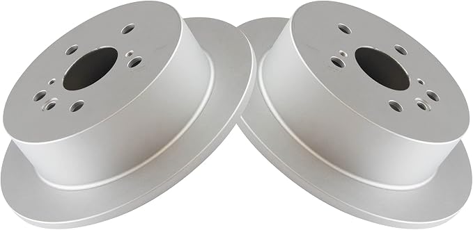 TRQ Rear Brake Rotor Set G Coated Solid Compatible with 2004-2006 Lexus RX330 2007-2009 RX350 2006-2008 RX400h 2004-2007 Toyota Highlander