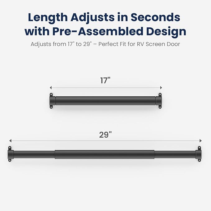 Safoner Aluminum RV Screen Door Handle Grab Bar- Adjustable Camper Screen Door Crossbar Accessories for Trailer RV Entry Support- Sturdy Push Protector for Easy Exit Assist and Pull Grip- Black