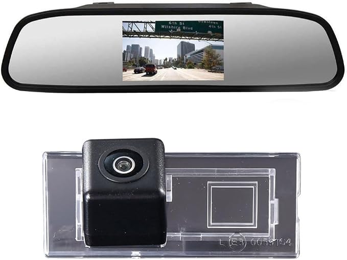 Vehicle Backup Cameras with 4.3" LCD Mirror,Wide View Angle Night Vision Rearview Reverse Camera Replacement for BMW X5 E53 3.0d 3.0i 4.4i 4.6is 4.8is X3 E83 LCI 2.0d 3.0d2.5i 2.5 Si
