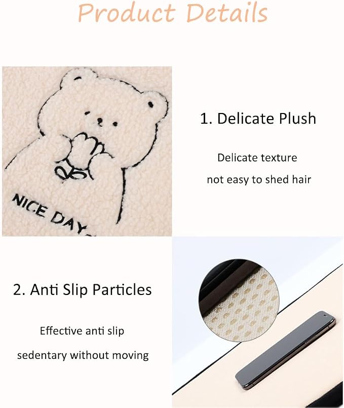 acdiac Universal Cute Bunny/Bear Car Seat Cover Cushion Fuzzy Cozy Cartoon Auto seat Pads (Bear, 7pcs/seat)