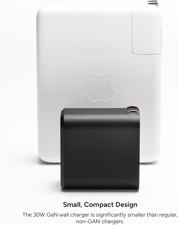 Mophie GaN 30W USB C Charger Block - Fast Wall Charger for iPhone, iPad, Samsung Galaxy, Google Pixel, and More - Compact, Foldable Prongs, Eco-Friendly, Black