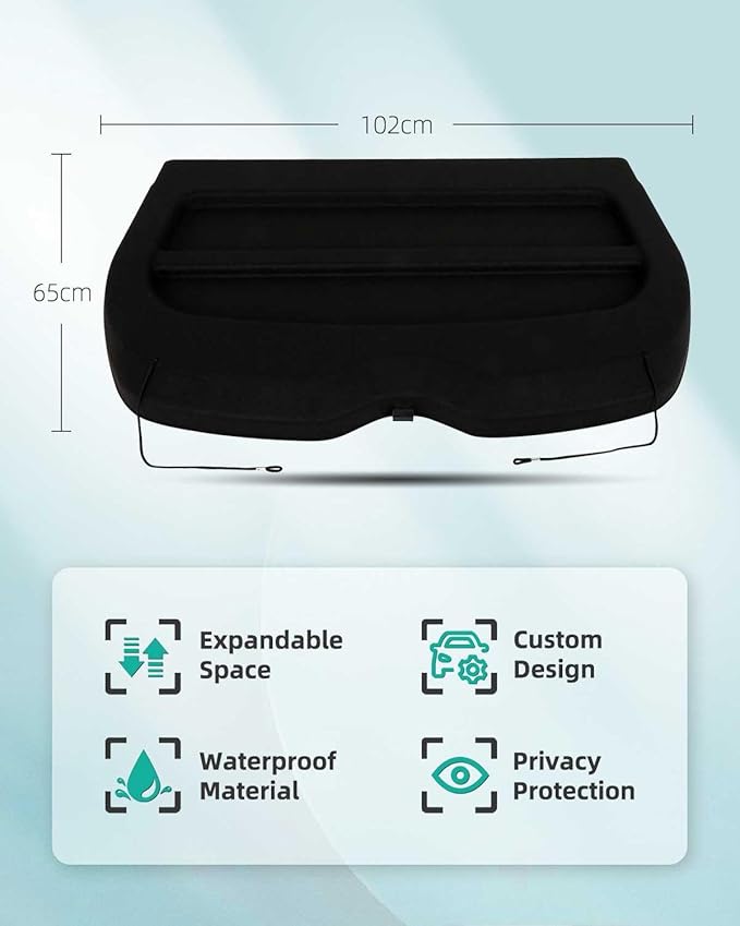 SCITOO Cargo Cover Shade 2018-2024 Fit for Nissan LEAF Accessories Rear Trunk Anti-Peeping Privacy Security Shade Luggage Cover