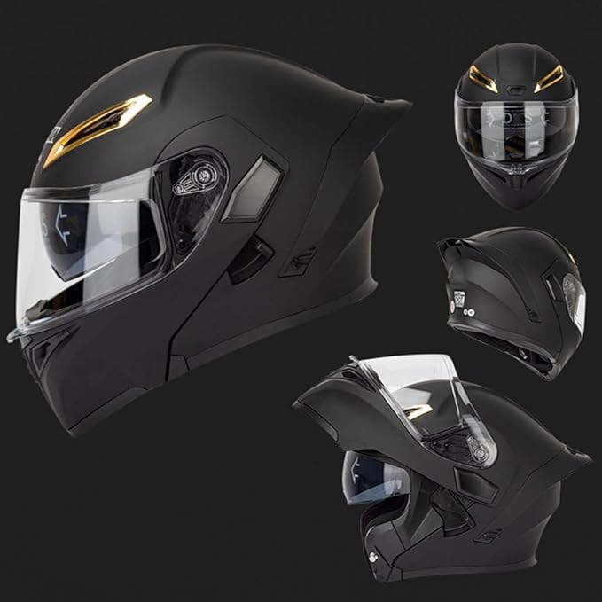 Full Face Bluetooth Modular Motorcycle Helmet, DOT Approved for Men Women Adults, Dual Visors Flip up, Integrated Bluetooth, Carbon Fiber Shell