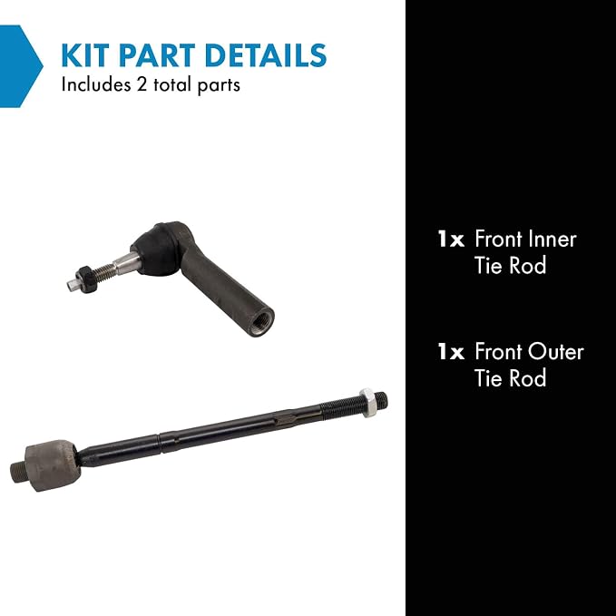 TRQ Front Inner and Outer Tie Rod Set 2 Piece Compatible with 2010-2016 Buick LaCrosse 11-13 Regal 14-19 Cadillac XTS