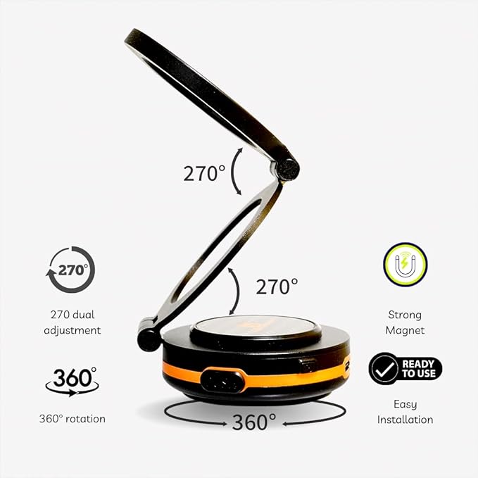 Grip Gear Vacuum Magnetic Car Phone Holder 360° Adjustable Suction Cup Phone Mount for Cell Phone Holders for Your Car/Gym/Home Mount for iPhone & Android