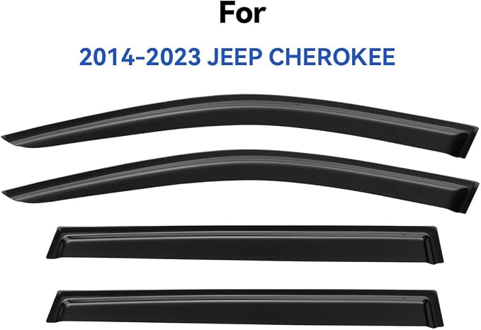 Window Visors Rain Guards for 2014-2023 Jeep Cherokee, Out-Channel Window Vent Wind Deflectors Visors Shades for 14-23 Cherokee KL