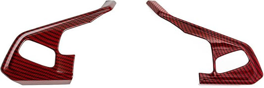 for C8 Corvette Carbon Fiber Steering Wheel Button Trim Accessories for Corvette C8 2020-2026 (Red)