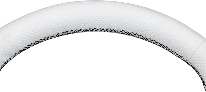 MEWANT Hand Stitch Steering Wheel Cover for Chevy Camaro 2016-2025 Custom Black White Microfiber Leather Interior DIY Wrap Restoration Kit Anti-Slip Breathable Protector