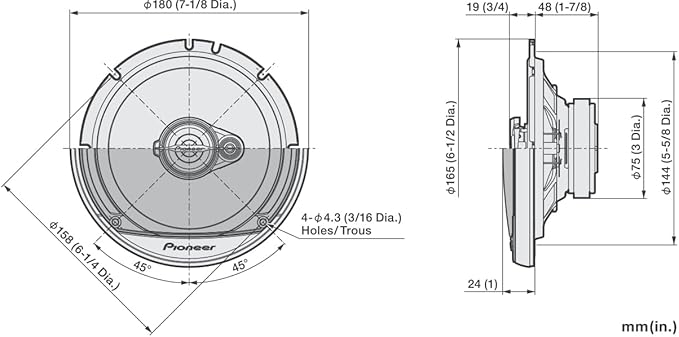 PIONEER A-Series Standard TS-A1671F 6.5” 3-Way Speakers (Pair) – 320W Max, Balanced Sound + Smooth Treble, Enhanced Bass, Ideal Factory Upgrade, Installation Adaptors Included