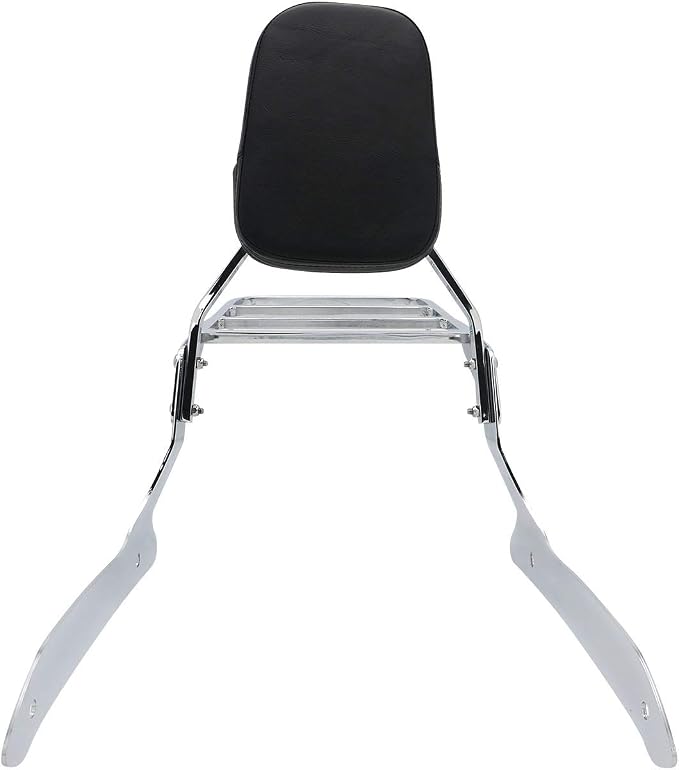 Passenger Backrest Sissy Bar & Luggage Rack Portable Compatible with Yamaha XVS1300 XVS1300A Midnight V-Star 2007-2015 (Chrome)
