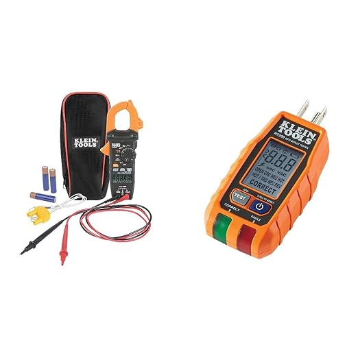 Klein Tools CL320 Digital Clamp Meter, HVAC AC Auto-ranging 400A & RT250 GFCI Outlet Tester with LCD Display, Electric Voltage Tester for Standard 3-Wire 120V Electrical Receptacles,Green/Red