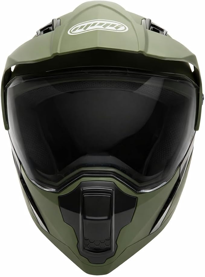 MMG Helmet Dual Sport Off Road Motorcycle Dirt Bike ATV - FlipUp Visor - Model 23 (Medium, Green)