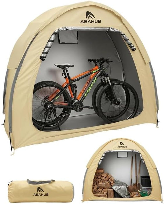 Abahub Portable Bike Storage Shed Tent, Outdoor Silver-Coated Bicycle Shelter with Rain Cover, PU4000 Waterproof 210D Oxford Fabric