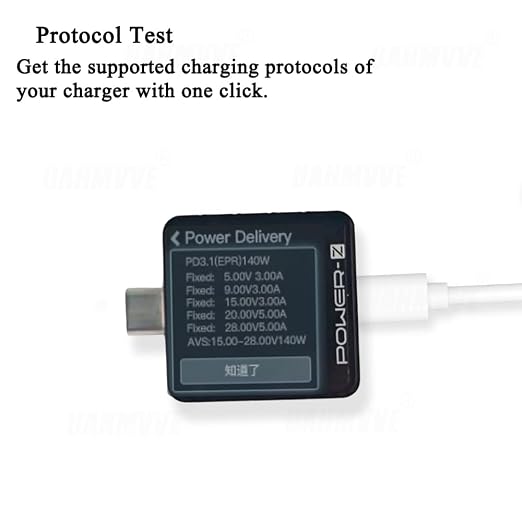 Power-Z KM003C USB C Tester, 1.54" Portable USB C Fast Charging Tester PD3.1 QC5.0 50V 6A 240W, Digital Voltmeter Ammeter Power Meter, for Charger Power Bank Cable Laptop